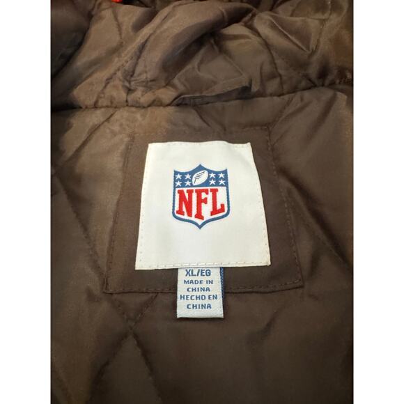 GIII Apparel Group NFL Browns Hooded Puffer Jacket Brown & Orange Size XL - Picture 9 of 11